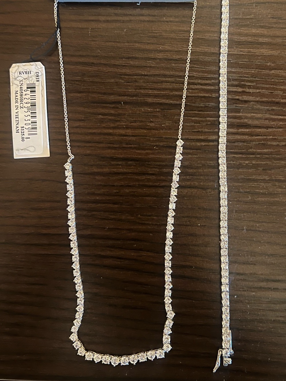 Silver Crystal Tennis Necklace and Bracelet Set - Sparkling Silver Jewelry
